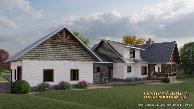 Golden Eagle Farmhouse Log Cabin Floor Plan Rendering_5