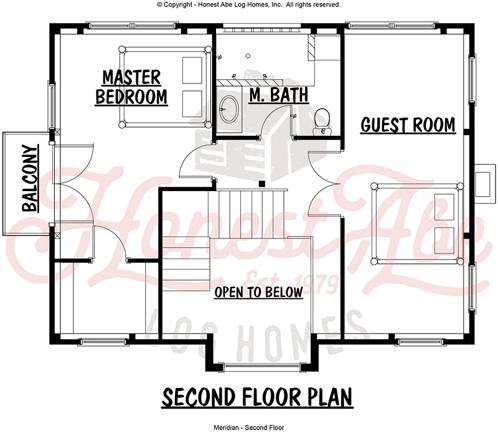 meridian log home floor plan by Honest Abe 2