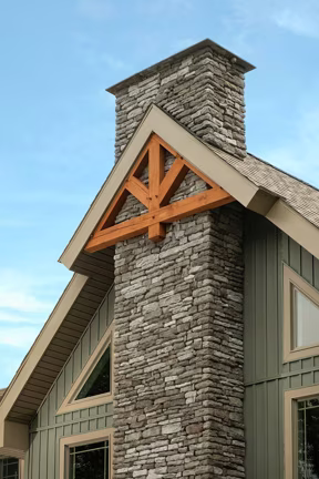Loganton Timber Frame Hybrid - Exterior Chimney - Timberhaven