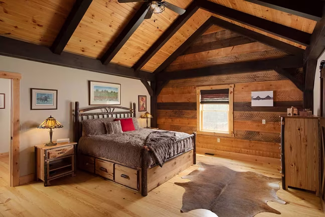 Saratoga Timber Frame Hybrid - Master Bedroom - Timberhaven