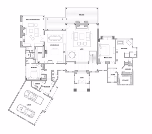hill country ranch timber home floor plan from Colorado Timberframe