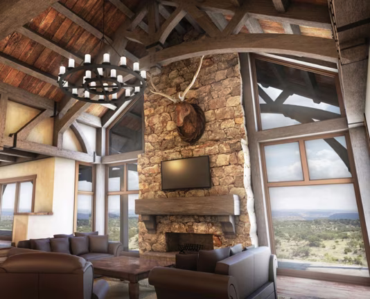 hill country ranch timber home floor plan from Colorado Timberframe